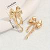 Golden Bow Statement Earrings Trendsetting  Stud Ear Accessories
