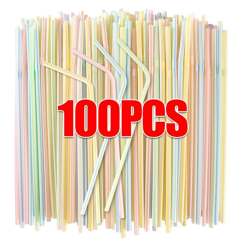 1000/100 шт разноцветные гибкие трубочки пластиковые молочные чай соки питьевые одноразовые трубочки свадебные вечеринки бар кухонные принадлежности