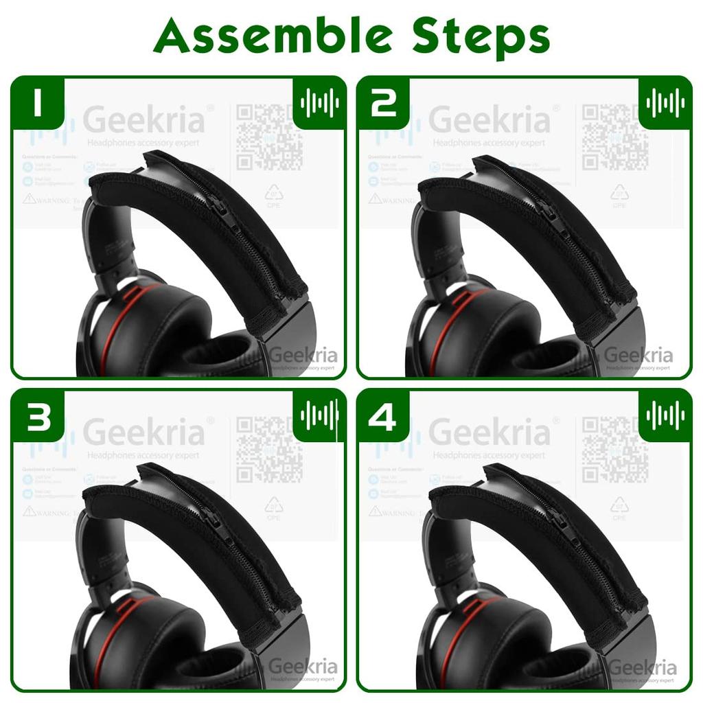 Geekria Earpads Headband Set Compatible with SONY Replacement Protective Ear Cushion Set + MDR-10RBT MDR-10RNC MDR-10R (Black)