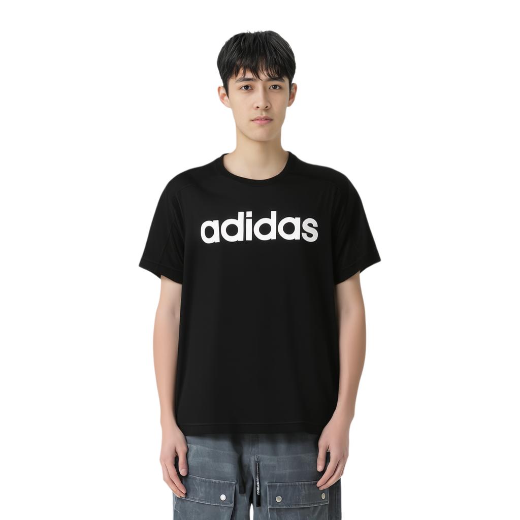 adidas Дышащая Мягкая Футболка с Круглым Вырезом и Коротким Рукавом Мужские Топы Черный DU1246