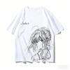 Футболка Серия Fate Saber Artoria Эскиз Линия Арт SABER Буква Винтажный Аниме Графический Футболка Унисекс Оверсайз Y2K Уличная Одежда