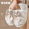 Женские хлопковые тапочки 2024 года, зимние новые домашние теплые плюшевые пушистые удобные нескользящие уличные хлопковые туфли с бабочкой