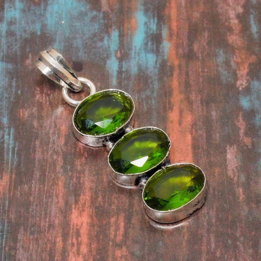 Ювелирный кулон ручной работы из стерлингового серебра 925 пробы с драгоценным камнем перидот на День Благодарения