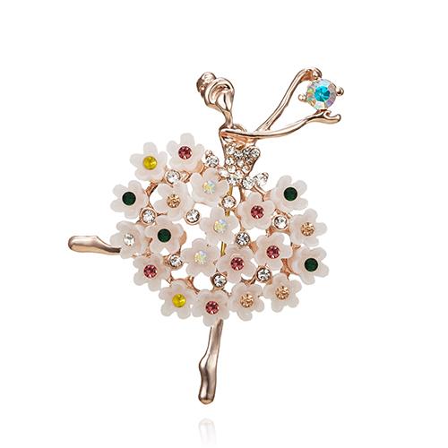 High Quality Rhinestone Ballet Dancing Brooches Crystal Enamel Brooch Women Cute Pin Corsage Fashion Wedding Jewelry Gifts
