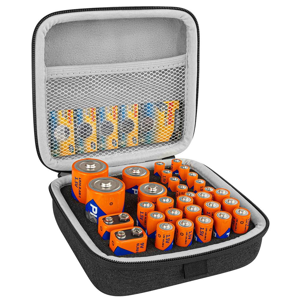 Linkidea Маленький Жесткий Чехол Органайзер Коробка для Хранения Переноска Держатель Контейнер Вмещает 31 AA AAA 9V CD - (Темно-серый)