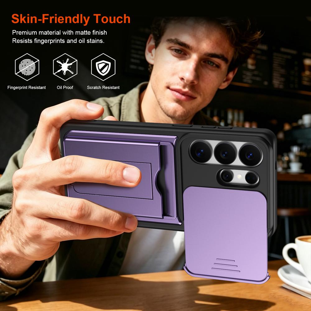 KEYSION Сумка-кошелек Чехол для телефона для Samsung S26 Ultra 5G Защита камеры сдвижной подставка Ударопрочный чехол для Galaxy S26+5G