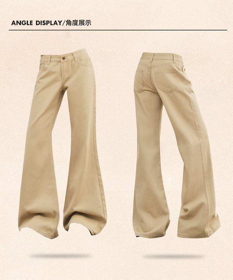 Gedijie Khaki High-Waisted Non-Stick Leg Flared Jeans