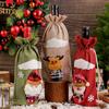 Рождественский льняной старик фигурка чехол для винной бутылки праздничный отель обеденный стол мультяшный трехмерный мешок для вина на шнурке украшение
