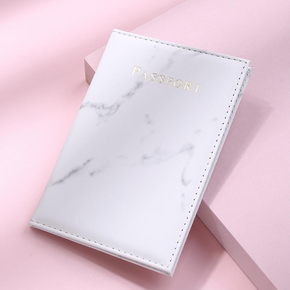 Marble Passport Cover PU Leather Travel Passport Holder Protector Case Organizer Ticket Document Business Credit ID Cards Wallet