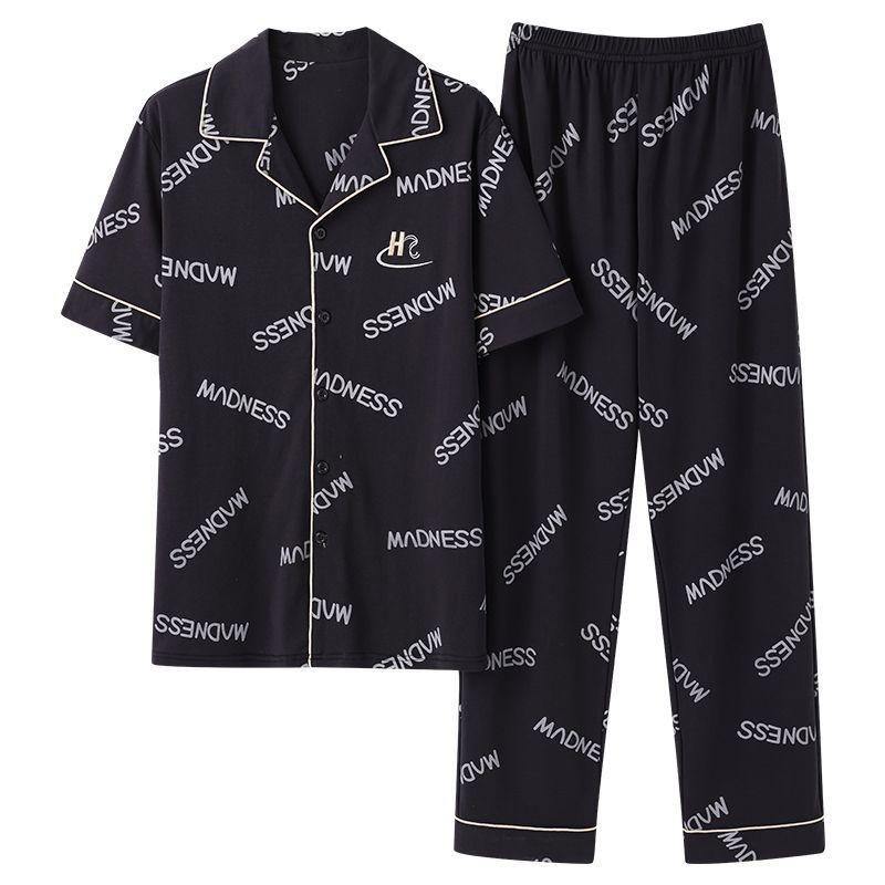 Мужской пижамный комплект из 100% хлопка в клетку с короткими рукавами и кардиганом