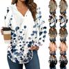 Women's Fashion Casual V-neck Drawstring Printed Long Sleeved Sweater Top