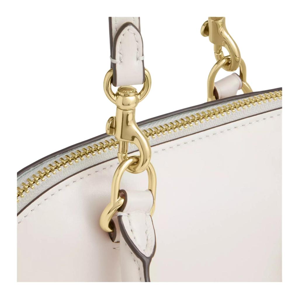 Coach Lara Zipper Closure Detachable Shoulder Strap Classic Gold Label Glossy Nappa Leather Handbag Women Handbag Chalk-White CEA01-IMCHK