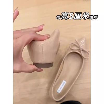 Женские туфли-лодочки с неглубоким вырезом и бантом, новые темпераментные французские туфли на плоской подошве с внутренней платформой, остроносые туфли