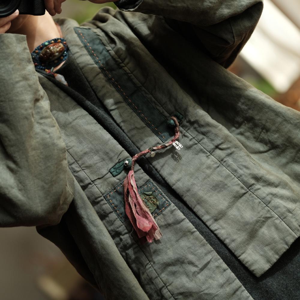 Johnature Винтажные женские лоскутные пальто с V-образным вырезом и длинными рукавами, осенние пальто на одной пуговице