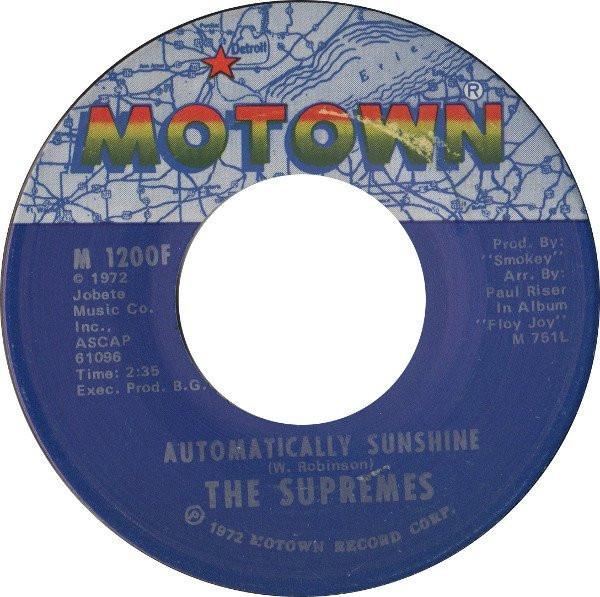 7-дюймовая пластинка SUPREMES - Автоматически Sunshine M1200F Motown 1972 США Соул/Фанк Б/У