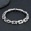 Men's Heavy Handmade Chain Bracelet Never Fade Double Push Carabiner Clasp Stainless Steel Punk Rectangle Link Accessory