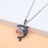 AAA+ Zircon Micro‑Inlaid Boxing‑Shark Pendant Necklace, Men’s Hip‑Hop Street‑Fashion Statement Jewelry