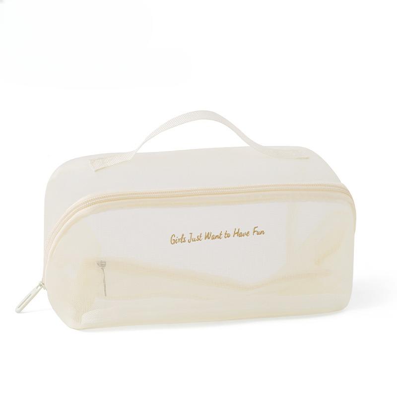 Mesh Transparent Storage Makeup Bag, Portable Cosmetics, Large Capacity Nylon Mesh Bag