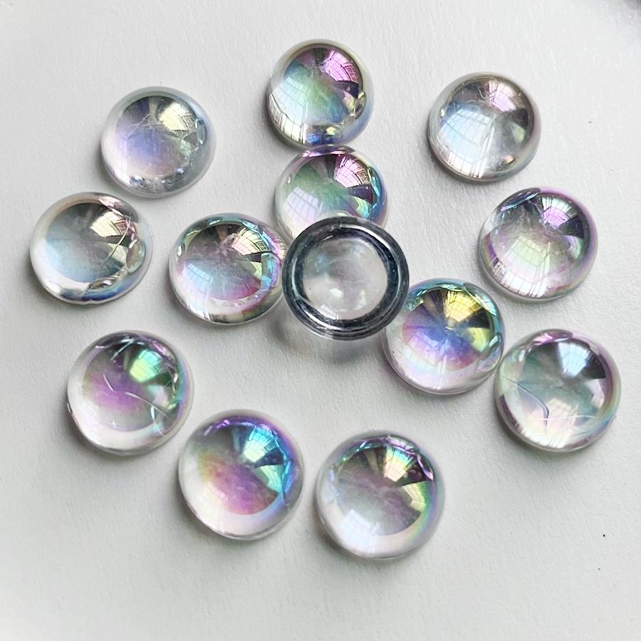 25pcs16mm Semi-circular AB Color Crystal Rhinestone DIY Jewelry Making Resin Flat Back Decoration Wedding Decoration Scrapbook