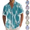 Мужская повседневная свободная рубашка с короткими рукавами, модная рубашка с лацканами, топ