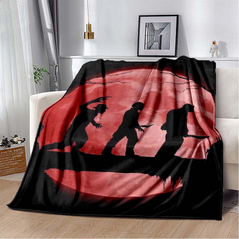 Horror Movie Character Cartoon Blanket Jason Friday Blanket Halloween Flannel Blanket for Bedroom Livingroom Sofa Halloween Gift