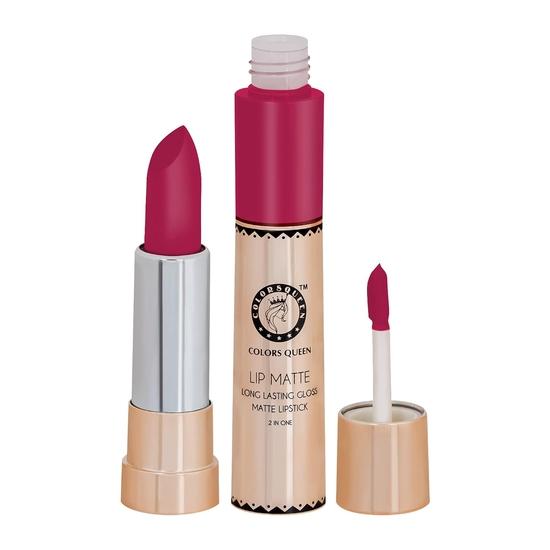 Colors Queen 2 in 1 Matte Lipstick | Lip Matte | Long Lasting Gloss, Waterproof, Non Transferable| (02 - Very Pink)