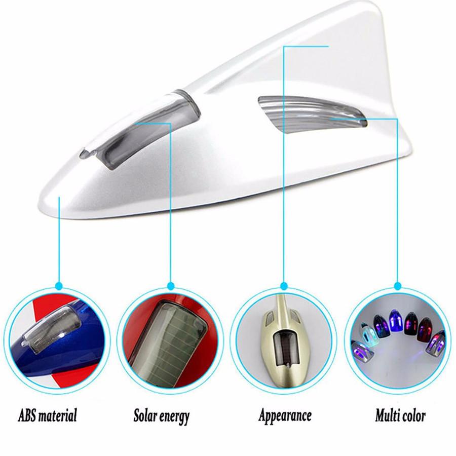 Solar Power Shark Fin Anti-rear-end Warning Lamp LED Decoration Strobe Lamp Gray