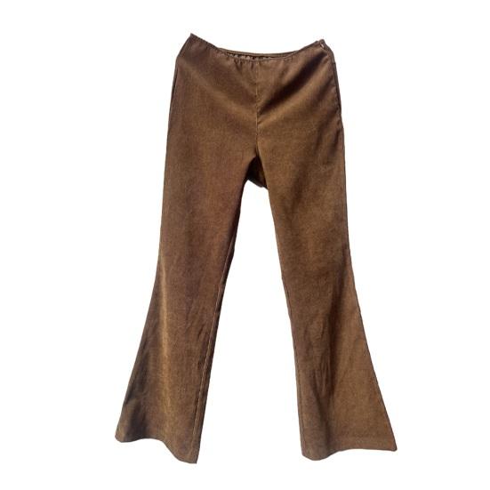 Women Pants Elastic High Waist Solid Color Flared Pants with Pockets Corduroy Leisure Work Travel Party Trousers