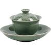 Guanlan Yue Celadon Ceramic Non-Scalding Gongfu Tea Bowl Set - Three-Piece Lid Bowl with Shadow Carving
