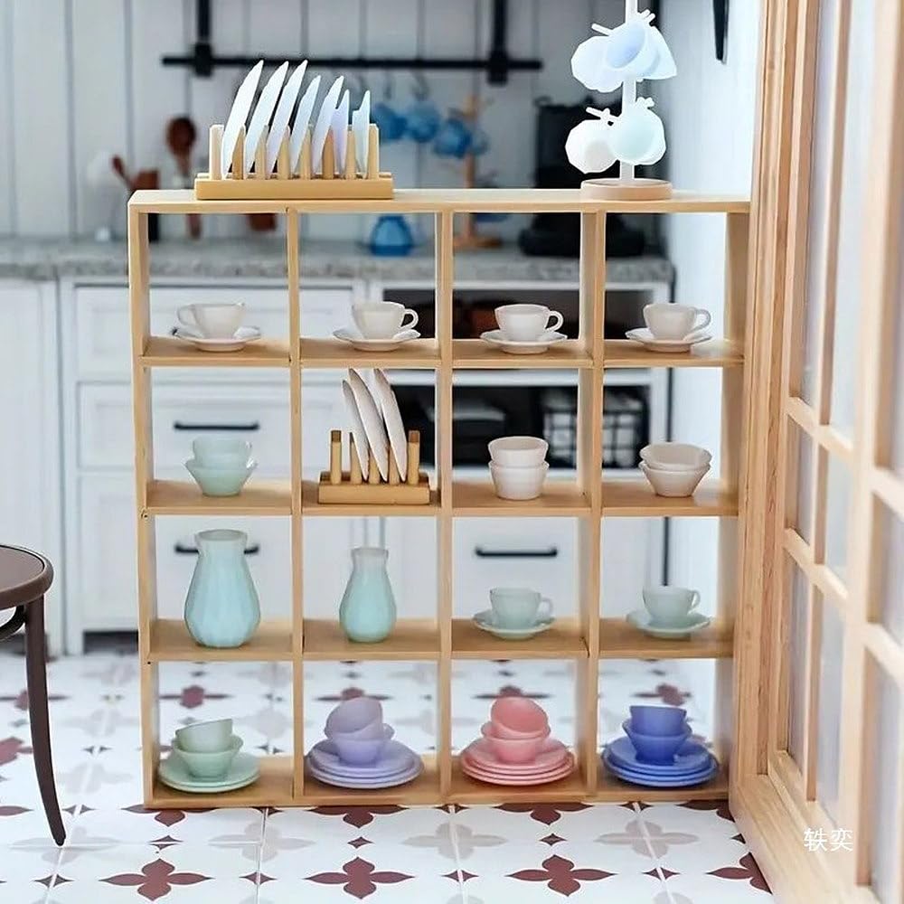 Moin moin миниатюрная полка мебель 16 1:6 112 1:12 масштаб открытая стойка 16 квадратов кукольный домик кафе одиночный ретро античный слоновая кость дерево деревянная кукольная фигурка кукла