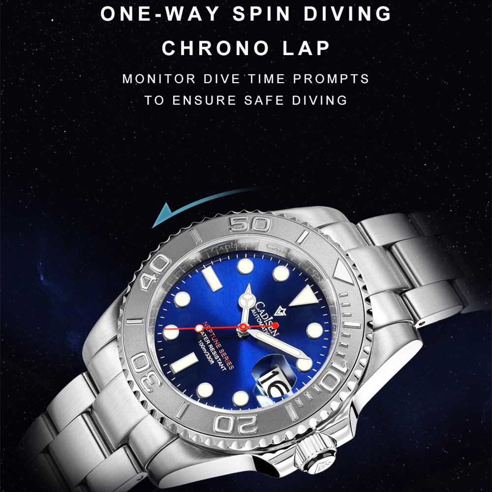 Cadisen 8210 New TOP Brand Luxury Men's Watch With Box Neptune Series Water Resistant 100m/330ft Automatic Men's Mechanical Watches