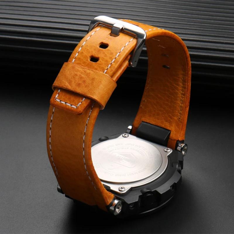 Ремешок для часов Casio GST-S100G / S110 / S130L / W100G / W110 / 210B / 400G / 410 / Браслет 26*14 мм Мужской кожаный ремешок