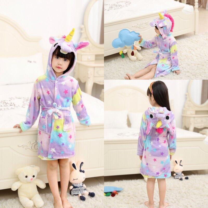 Children Bathrobes Boys Girls Robe Kids Pajamas Hooded Bathrobes Soft Winter Robes