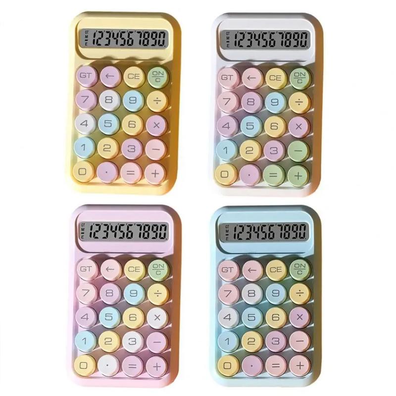 Keyboard Calculator Office 10-Digit Mechanical Buttons Calculator Cute Candy Color School Supplies Students/Finance Stationery