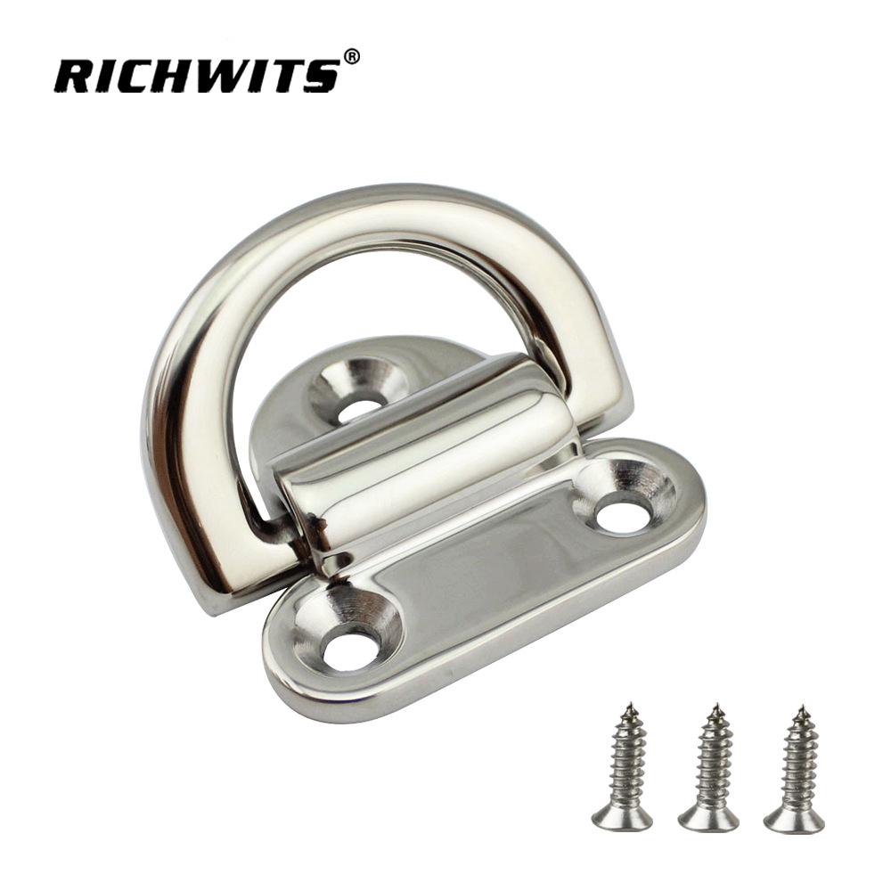 Stainless Steel 316 D-Shaped Mirror Polished Yacht Mooring Ring Deck Fitting