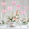 20 Pcs Pink Bow Party Hanging Swirls Decorations Pink Girl Theme Bow Garland Birthday Party Decoration Banner for Baby Shower Bridal Shower