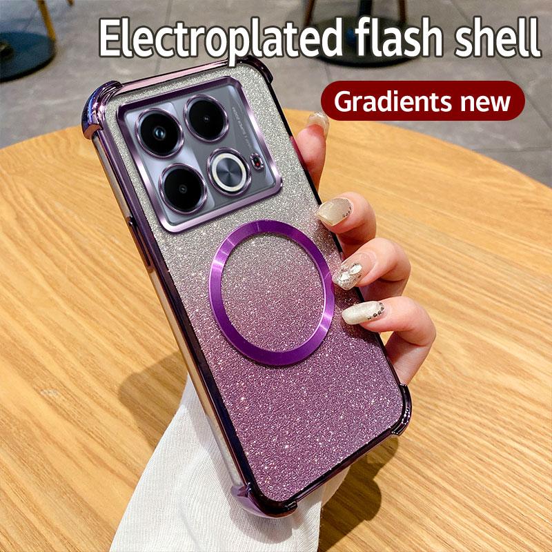 Роскошный противоударный прозрачный магнитный чехол для телефона с кольцом для Infinix Note 30 40 Pro Plus 4G Smart 8 7 5 2020 Glitte Soft Cover