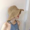 Breathable Classic Solid Color Boho Crochet Straw Bucket Hat Vintage Outdoor Travel Beach Hats for Women Daily Uses