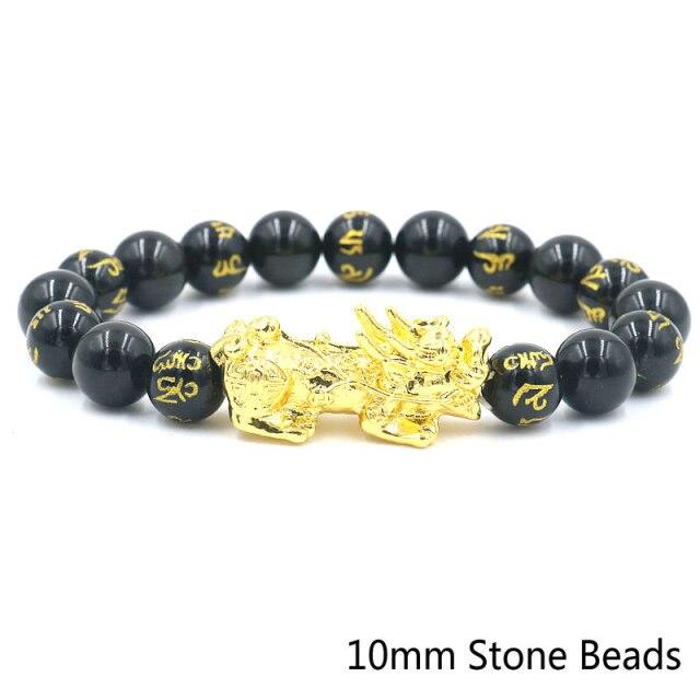 Natural Obsidian Six Character Beads Bracelet Lucky Feng Shui Pi Xiu Pi Yao Bracelet Men Wealthy Amulet Brecelets Women Jewelry
