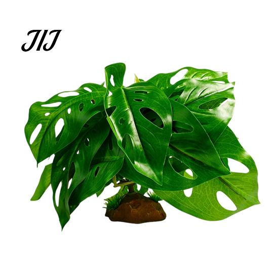 Terrarium Greenery Decor Artificial Reptile Plant, Waterproof PVC Simulation with Weighted Base, Habitat for Geckos Lizards Spiders And Scorpions