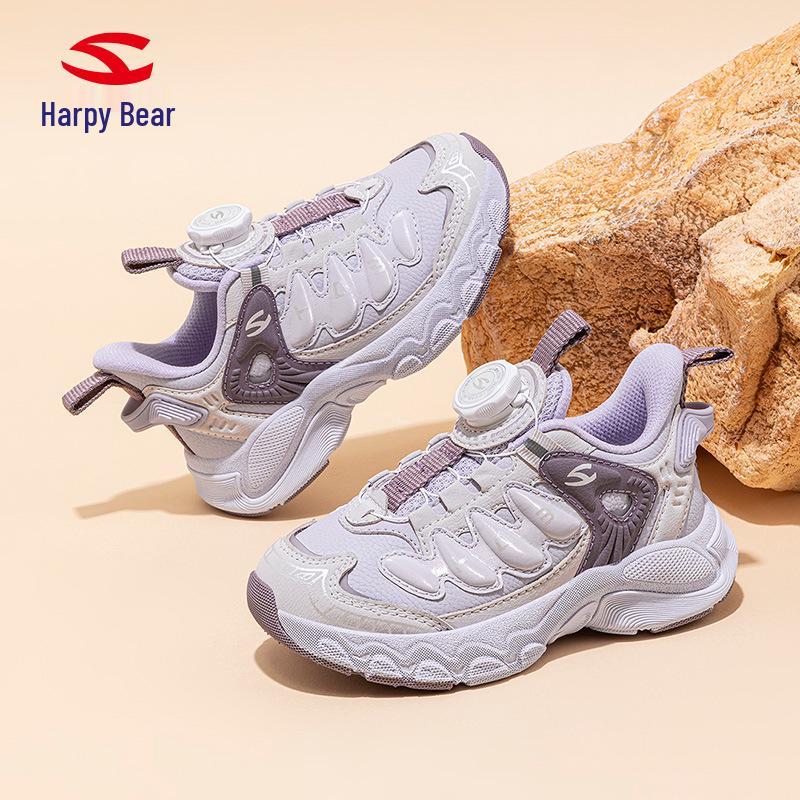 Hapi Bear Girls' Leather Sneakers: Dirt-Resistant, Spring/Autumn, Campus Running Shoes.