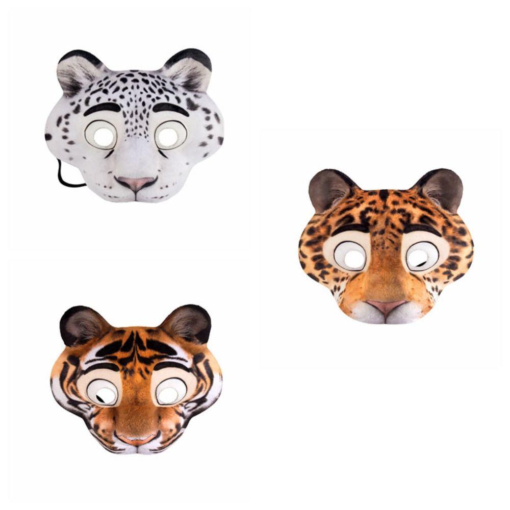 EVA Animal Mask Leopard Tiger Plush Mask Cute Halloween Mask  Costume Props