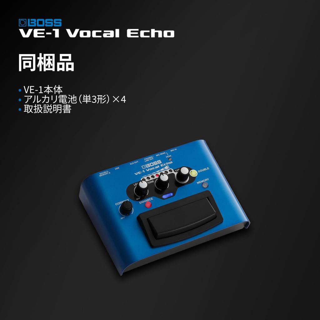 BOSS Vocal Echo with Dual Power Pitch and Live Vocal Effects VE-1 Battery/AC Supply, Reverb, Correction,