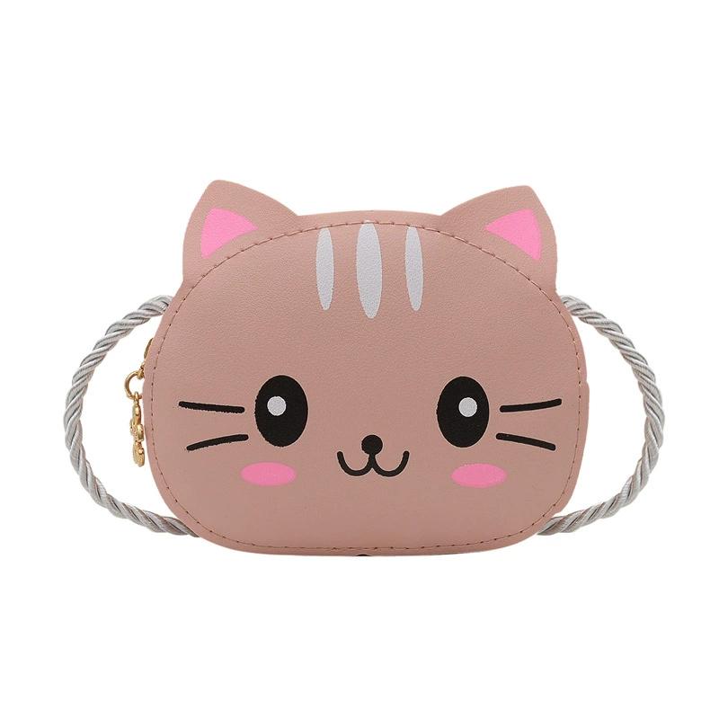 Baby Girls PU Leather Small Shoulder Crossbody Bags Cute Cat Kids Coin Purse Wallet Fashion Children's Mini Handbags