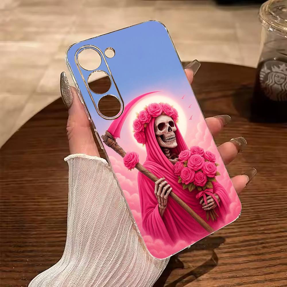 S-Santa -M-Muerte P-print Phone Case For Samsung Galaxy A71,A70,A52,A51,A40,A30 Transparent Cover