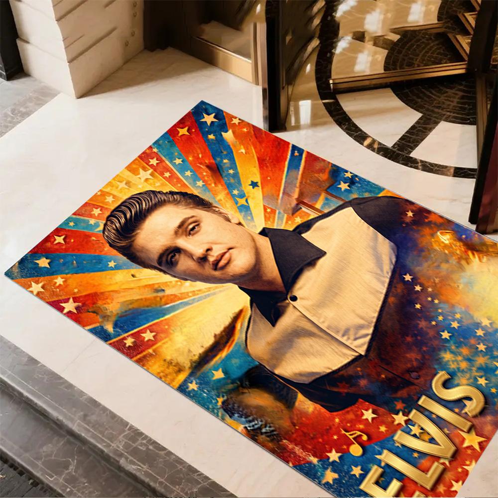 Elvis Presley Guitar Icon Floor Rug Office Rug Design for Hallway Study room Dining Room Dormitory Anti-slip Rug Anime Office Decor