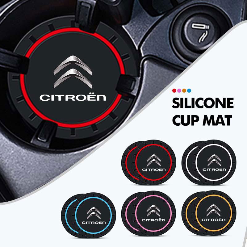 OCDK9 2pcs Silicone Car Water Cup Holder Coaster Anti Slip Pad Mat For Citroen C5 C1 C2 C6 C4L DS3 DS4 DS5 C-Elysee Grand Berlingo