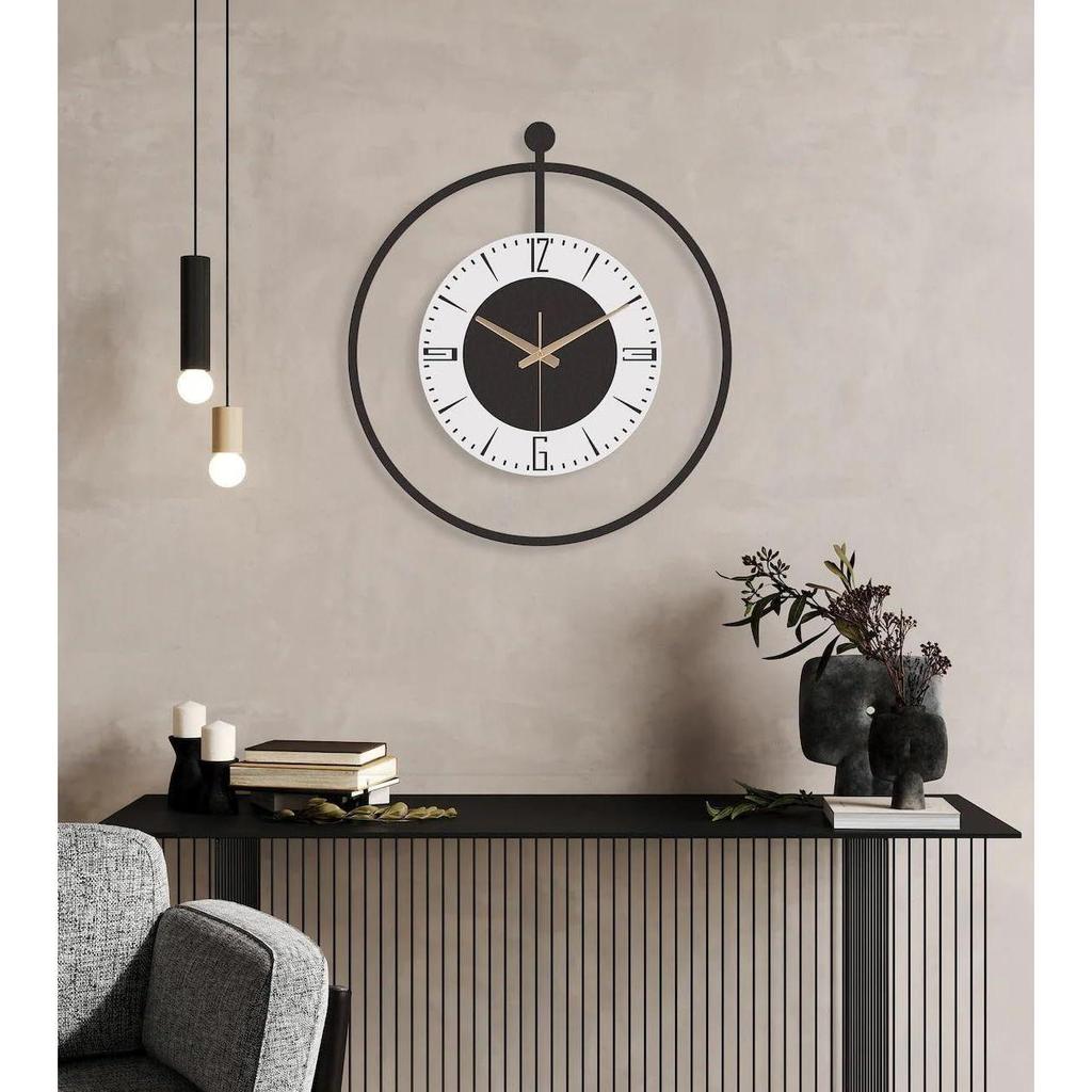 Large World Map Wall Clock, Metal Minimalist Modern Clock, Round Silent Non-Ticking Battery Operated Wall Clocks for Living Room/Home