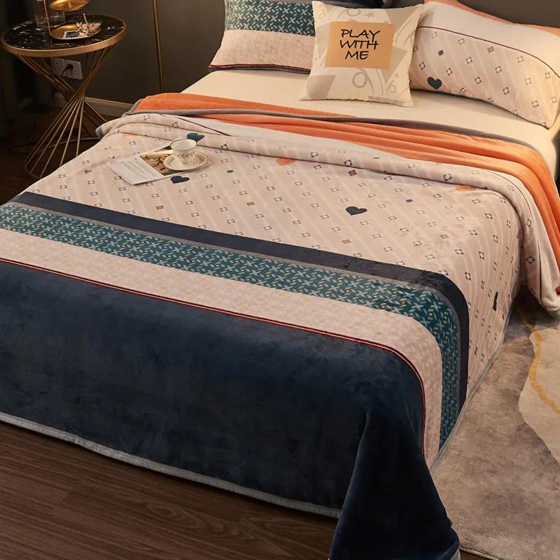 Зимние толстые двухслойные одеяла, теплое одеяло с ворсом для спальни, бархатное двухслойное одеяло, пододеяльник для общежития, одеяло