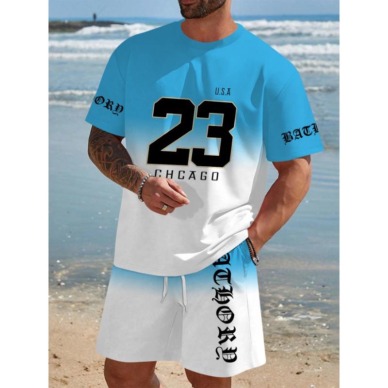 Cool Lion Pattern Series 3D Printed Men's Short Sleeve Set Novelty T-shirt